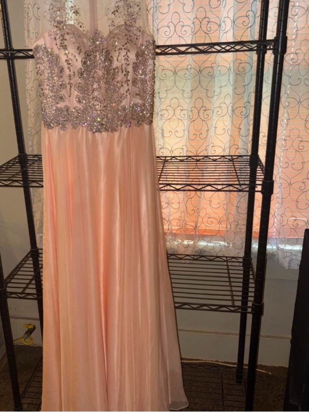 Women's Blush Pink Beaded Prom Dress